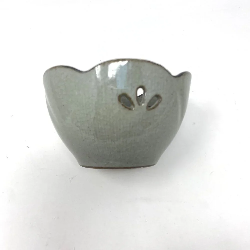 Vintage Arita Japanese Porcelain Flower Bud Pot Prongs Tealight Candle